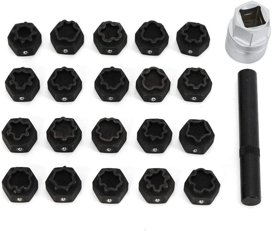 LYNICESHOP Car Wheel Lock - 22Pc Wheel Locking Key Anti-Theft Wheel Rim Lug Nut Master Removal Set - Anti-Theft Removal Tool Pack of 2