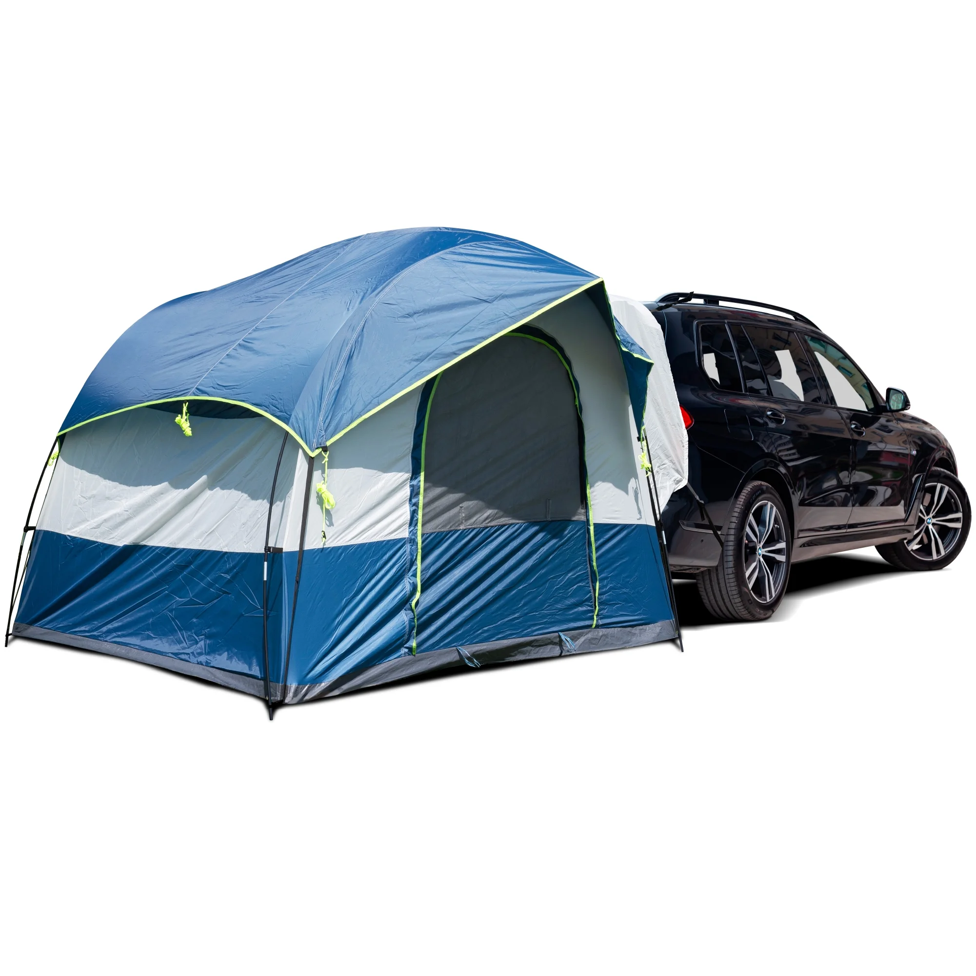 North East Harbor Universal SUV Camping Tent - Up to 8-Person Sleeping Capacity, Includes Rainfly and Storage Bag - 8' W x 8' L x 7.2' H - Gray and Blue