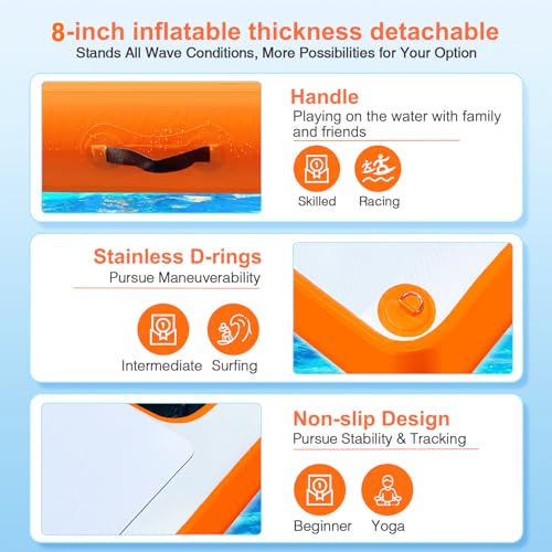 VOFiTNY Inflatable Floating Dock, Swim Platform Floating Dock for Lakes, Lake Floats for Adults, Island Raft Mat for Lake Beach Ocean, Non-Slip Surface
