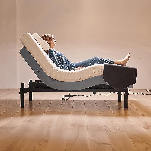 California King Adjustable Bed Base with 10 Inch Gel Memory Foam Mattress - Dual Massage - USB Ports - Zero Gravity - Underbed Light - Wireless Remote