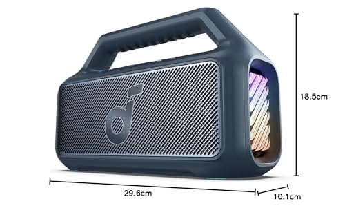 soundcore Boom 2 By Anker, Outdoor Speaker, 80W, Subwoofer, BassUp 2.0, 24H Playtime, IPX7 Waterproof, Floatable, RGB Lights, USB-C, Custom EQ, Bluetooth 5.3, Portable for Camping, Beach, and Backyard