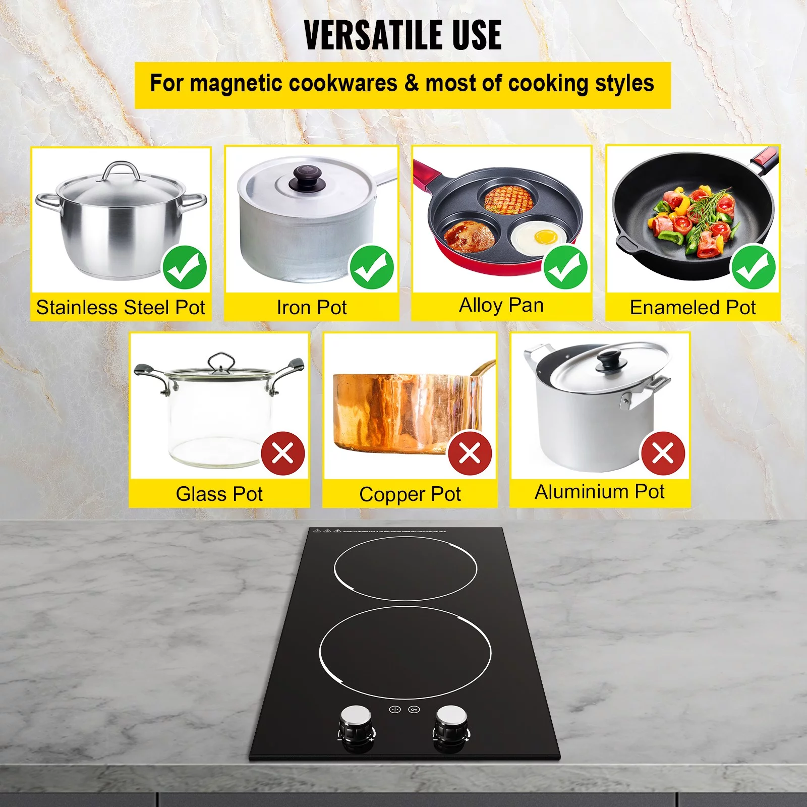 BENTISM Electric Induction Cooktop Built-in Stove Top 11in 2 Burners 120V