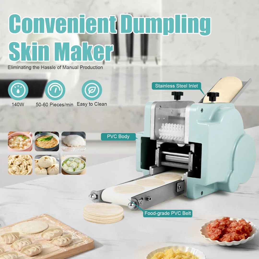 MIDUO Commercial Dumpling Skin Maker Machine, 110V Electric Dumpling Wrapper Maker Automatic Wonton Maker Machine Dough Processing Machine with 7cm Round Mold 40pcs/Min for Restaurant Kitchen Home