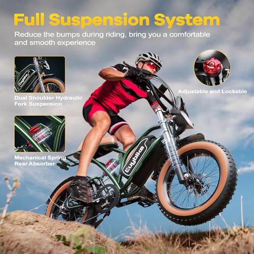 Electric Bike for Adults, 2000W/3000W Peak Single/Double Motor with 48V/52V 25AH/30AH Battery, 20"x4.0" Fat Tires 35MPH/37MPH Ebike, Dual Hydraulic Disc Brake Full Suspension Electric Bicycle