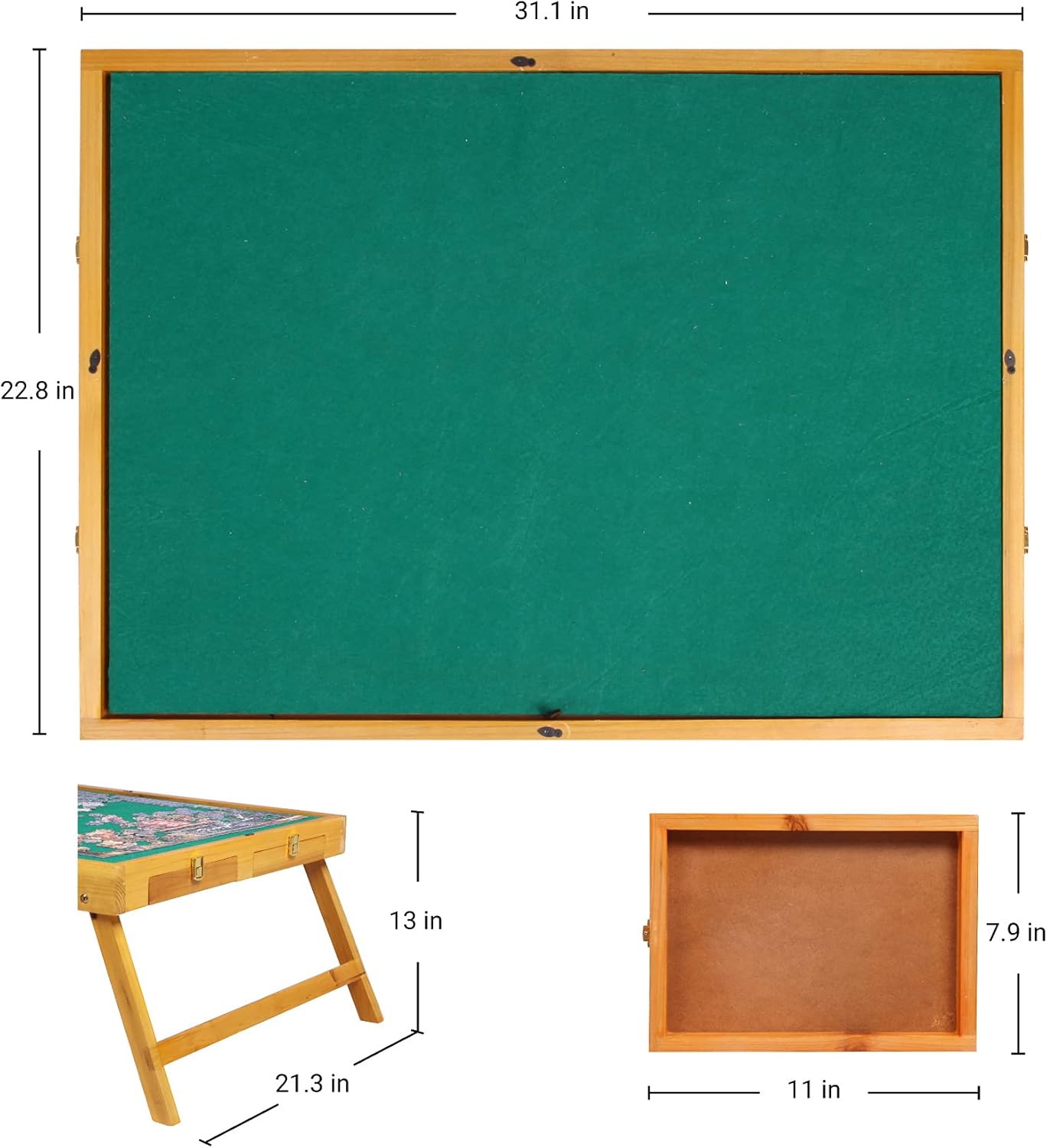 INNOVART Puzzle Board Table, Nature Cedar Wooden Jigsaw Puzzle Table w/ 4 Storage Sorting Drawers Flannel Smooth Plateau Work Surface with Plastic Cover Portable Jigsaw Puzzle Board Up to 1,000 Pieces