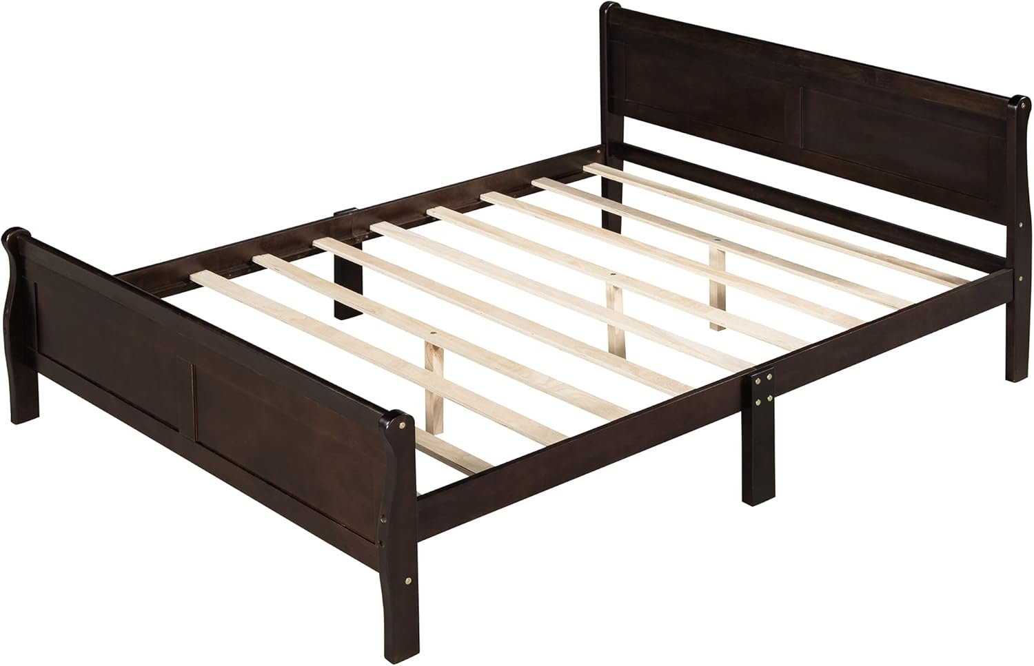 Full Size Wood Platform Bed with Headboard and Wooden Slat Support 82.3X 57x 35.4 inch(LxWxH)