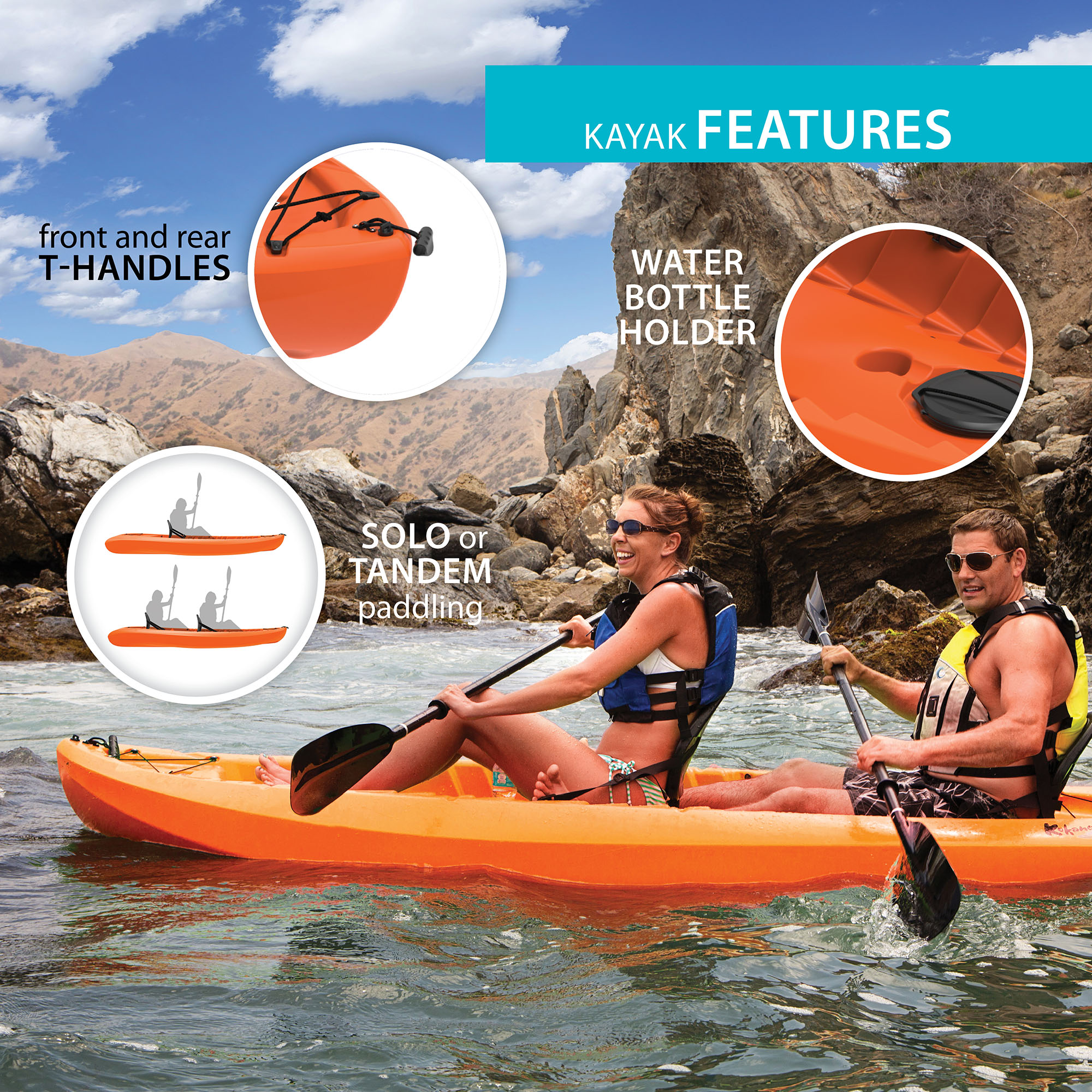Lifetime Kokanee 10.5 ft Tandem Kayak, Orange (91044)