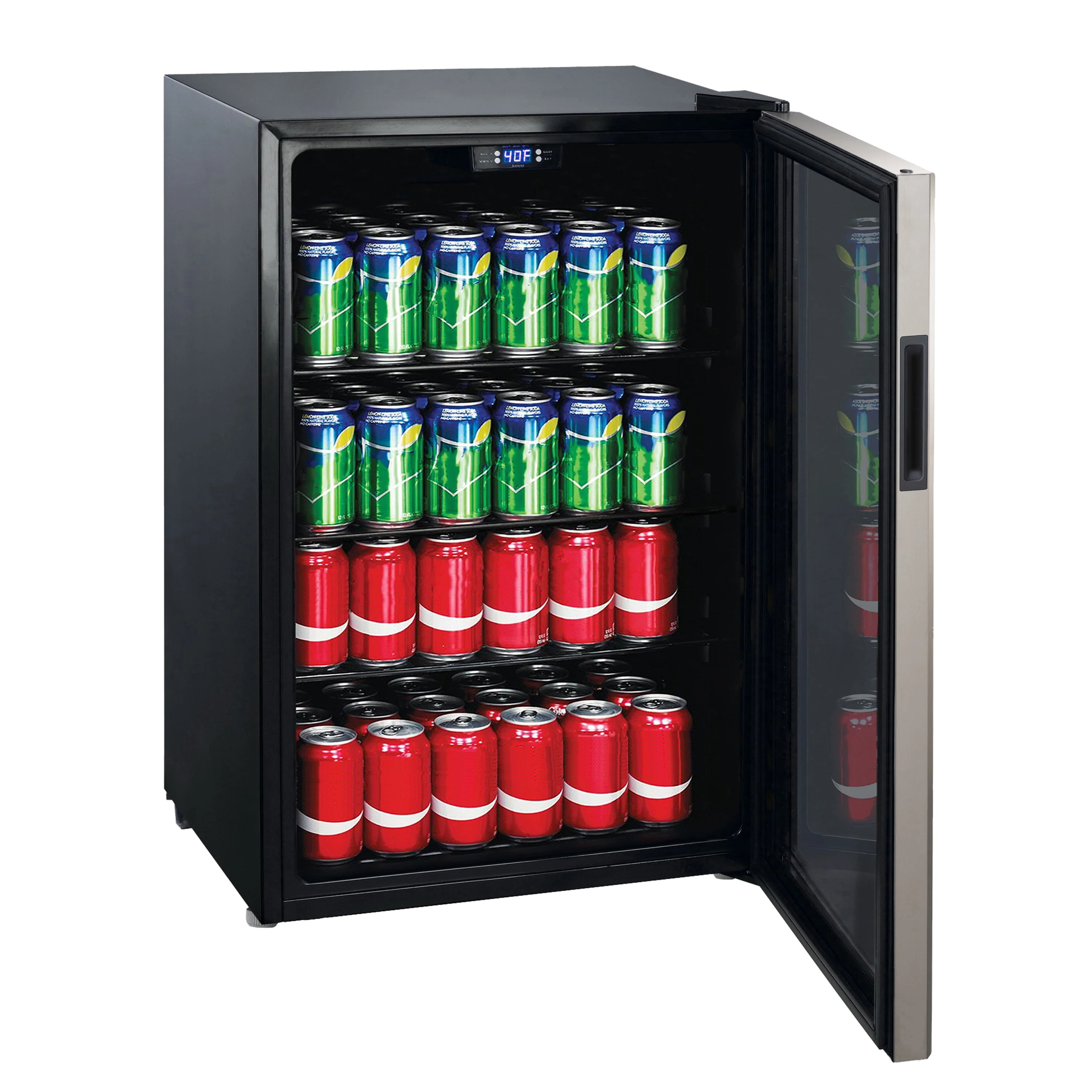 Galanz 4.5 Cu ft 152 Can Beverage Center Mini Fridge, Stainless Steel, New