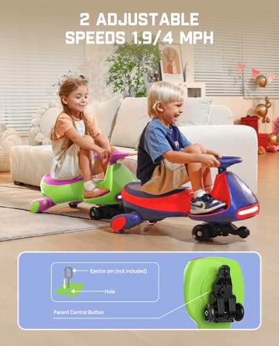 FanttikRide 12V N7 Pro Electric Wiggle Car with Pedal, Rechargeable Battery, CyberWiggle, 2 in 1 Swing Car, 2 Speed, Anti-Rollover, Flashing Wheels, Bluetooth, for Ages 3 and Up, 150 Lbs, Blue