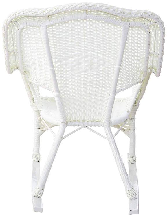 International Caravan Camelback Resin Wicker Rocker - White