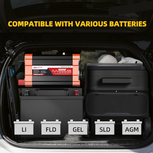 BELTTT 2000W Pure Sine Wave Inverter, Car Power Inverter 12V to 120V AC Converter for RV, Truck, Solar, Outdoor with Dual AC and 20A Socket, 5V 2.1A USB, Surge 4000W, Hardwire Port, Remote Controller