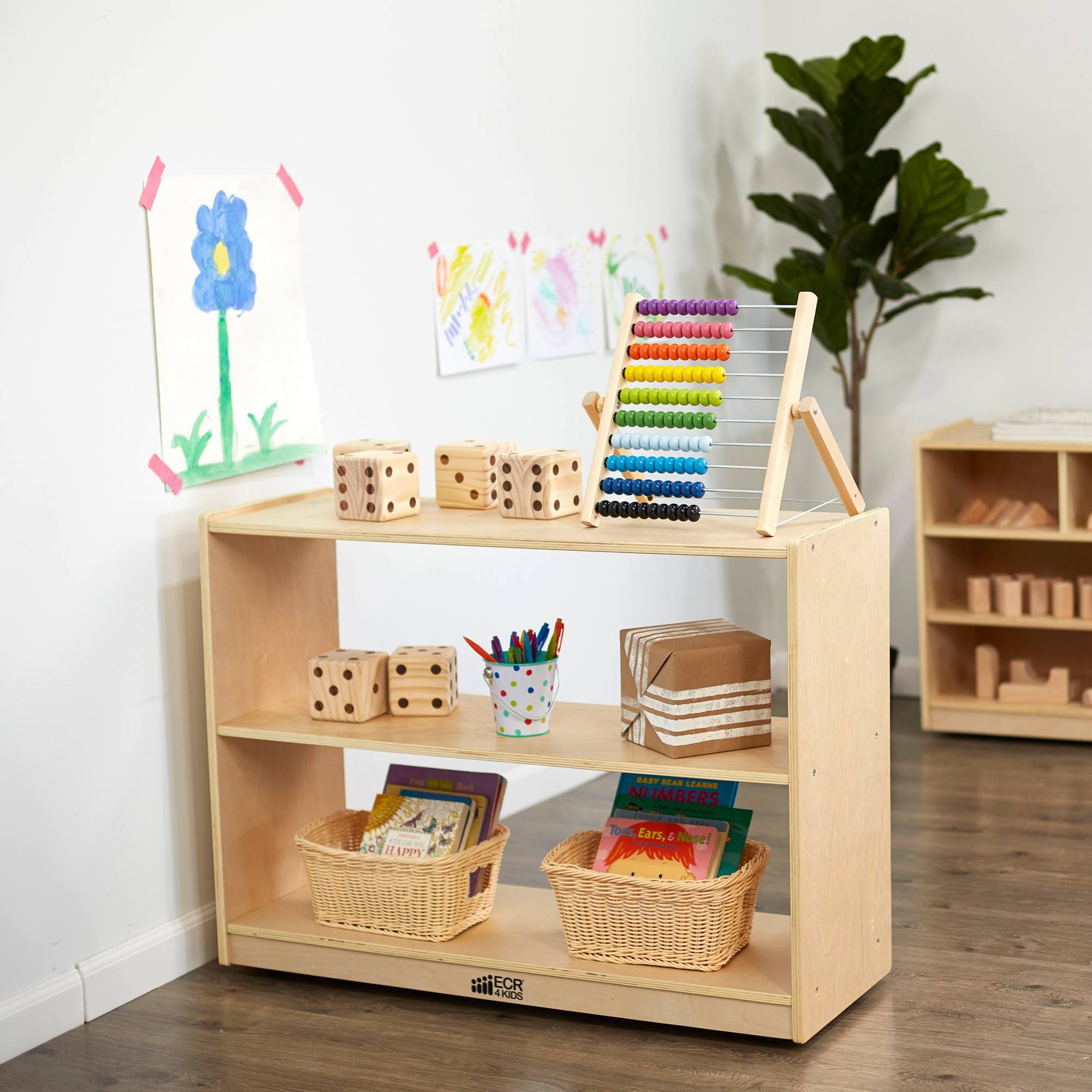 Ecr4kids 2 Shelf Birch Storage Cabinet Without Back