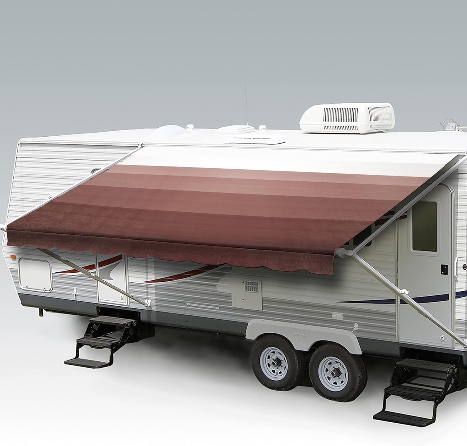 ShadePro - RV Awning Fabric Replacement - Heavy Duty Weatherproof Vinyl - Universal Outdoor Canopy for Camper, Trailer, and Motorhome Awnings - Granite - 21' (Fabric 20' 2)