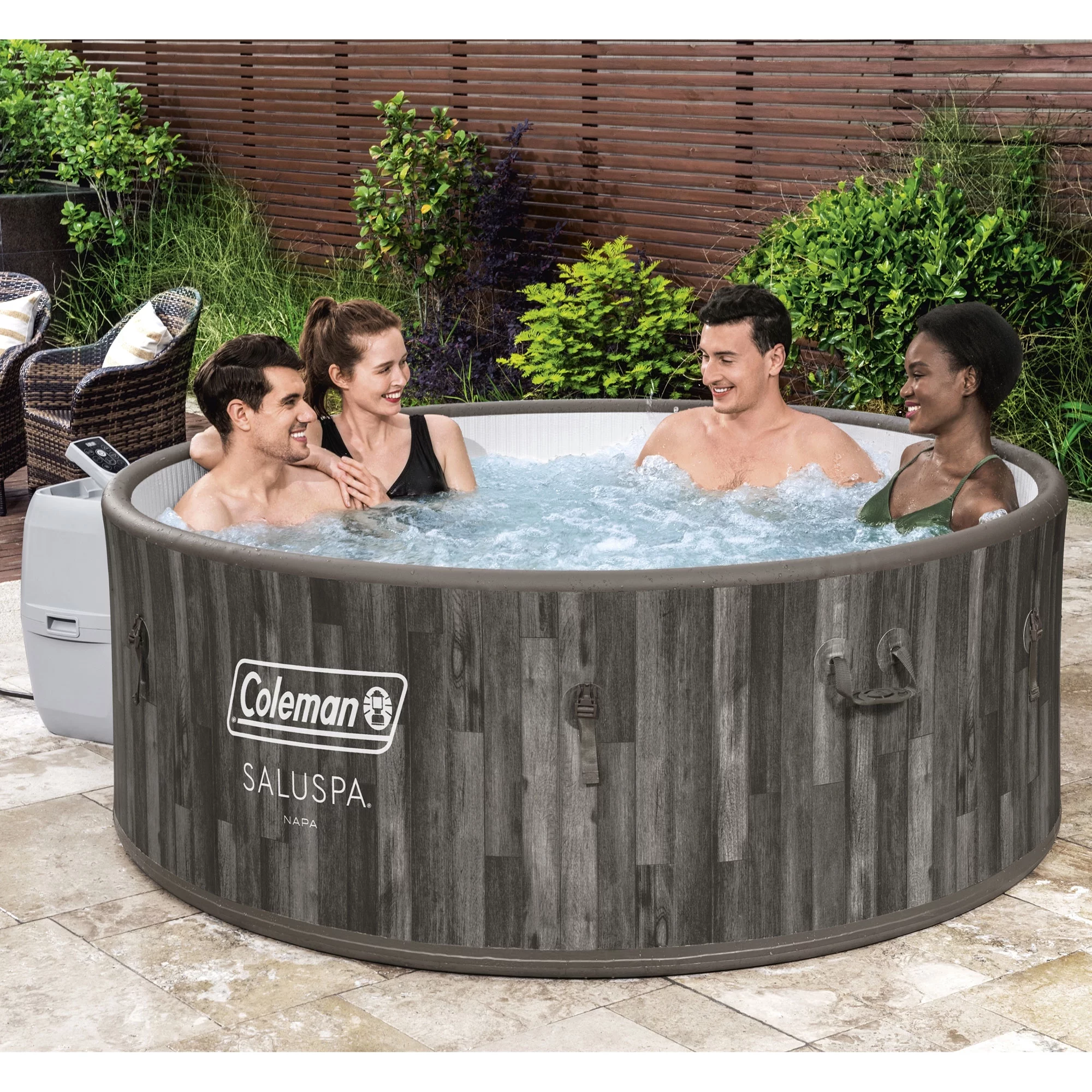 Coleman SaluSpa Napa AirJet Inflatable Hot Tub with 180 Soothing Jets, Gray