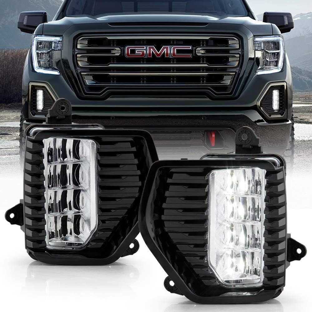 ACANII - For 2019-2020 GMC Sierra 1500 Denali (New Gen) LED Bumer Fog Lights Driving Lamps w/Switch Assembly Left+Right