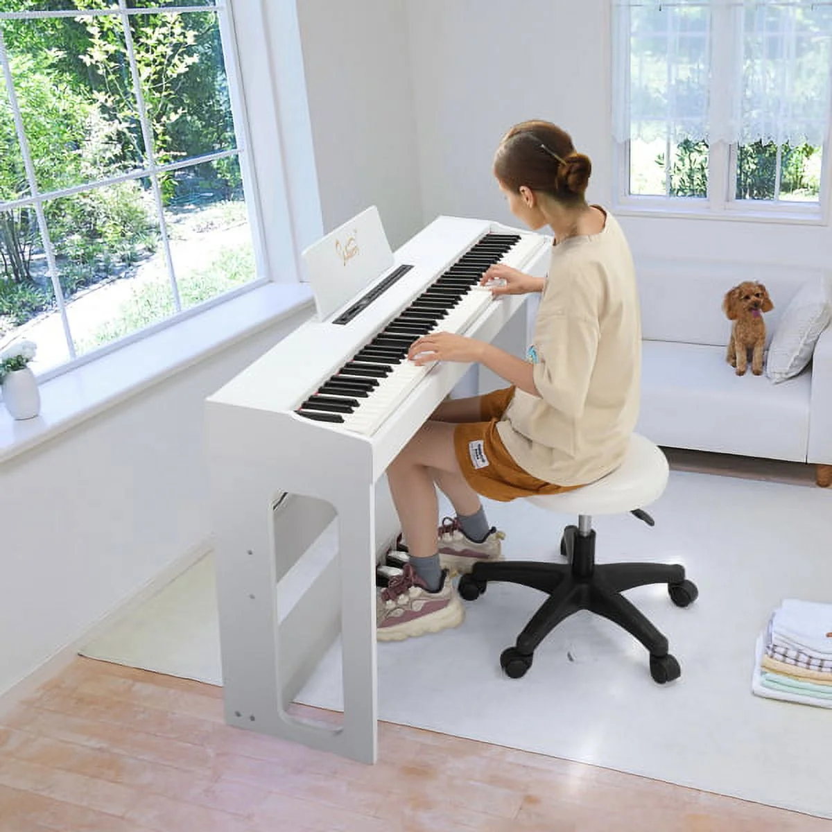 Keyboard Piano, ZPL 88 Keys Full Weighted Keyboards Digital Piano with Stand, Power Adapter, Triple Pedals, Headphone, for All Experience Levels