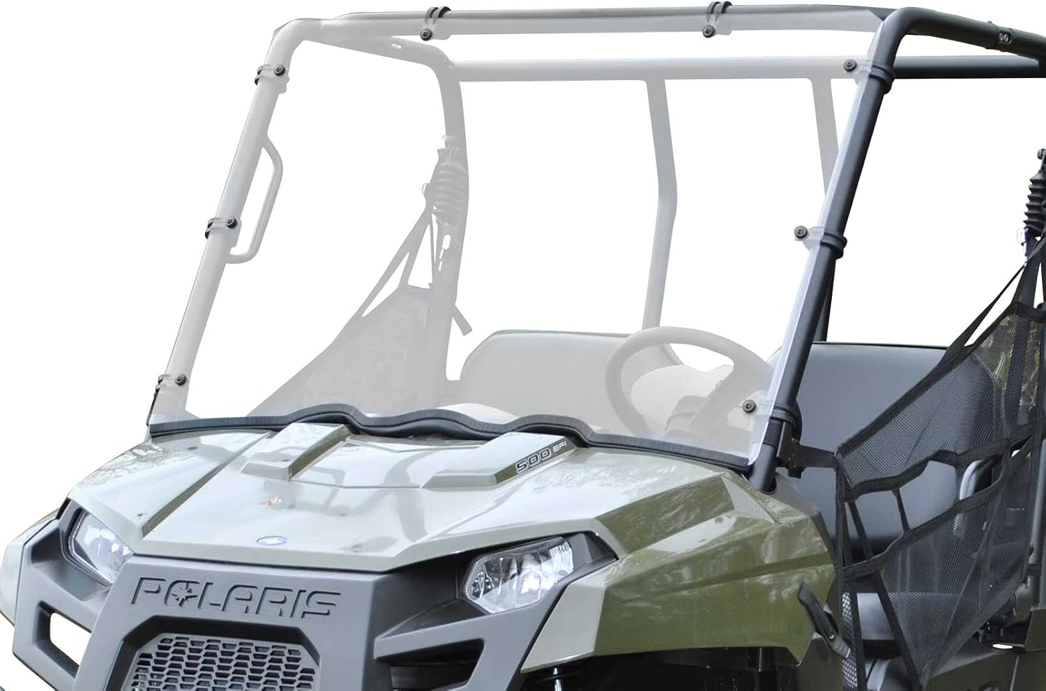 SuperATV Heavy-Duty Full Windshield for 2010-2014 Polaris Ranger Midsize 400 | 1/4” Clear Polycarbonate 250x Stronger Than Glass and 25x Stronger Than Acrylic | Snug, Rattle-Free Fit | USA Made!