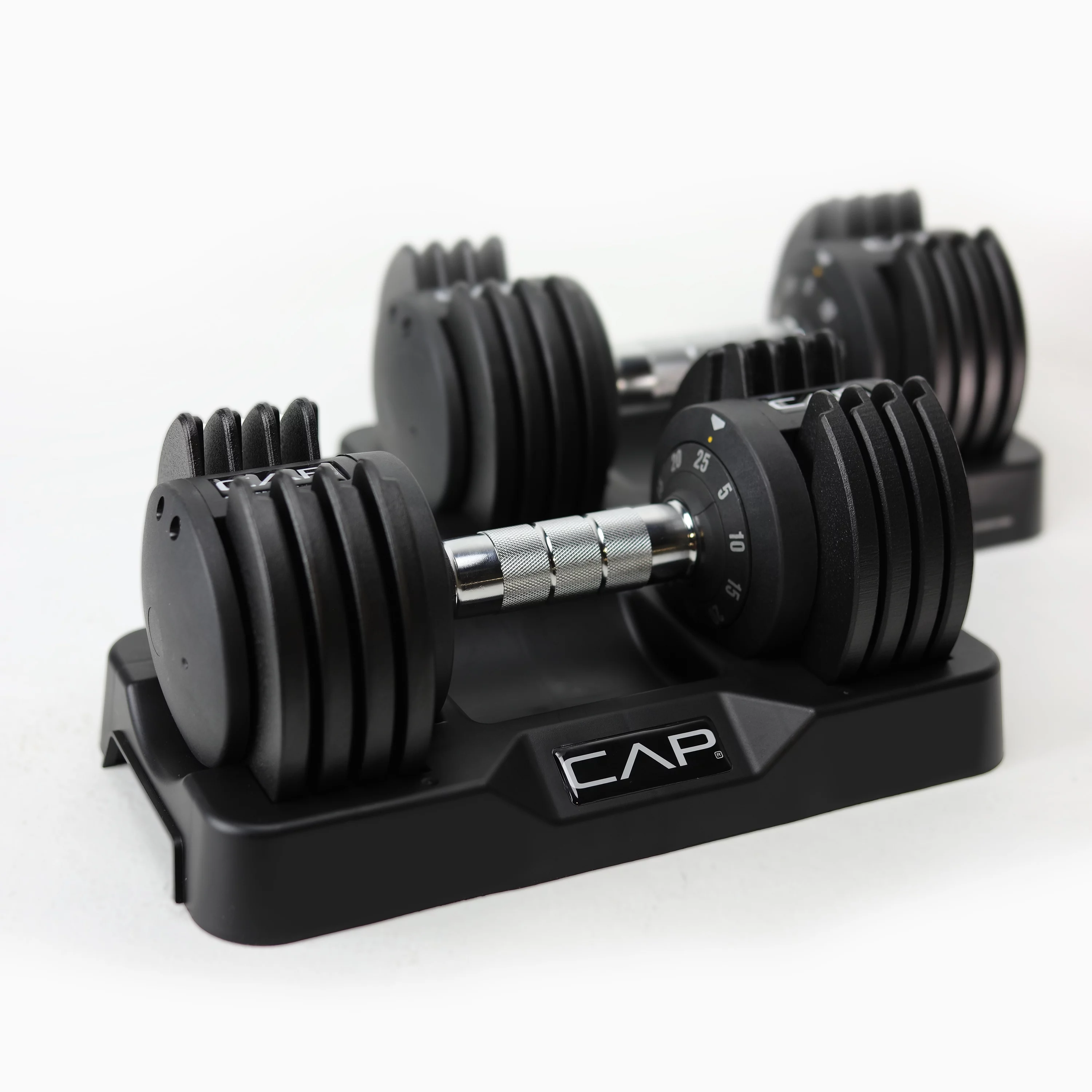CAP Barbell 25 lb Adjustable Dumbbell Set, Quick Select Adjustability from 5-25 lb, Pair, Black