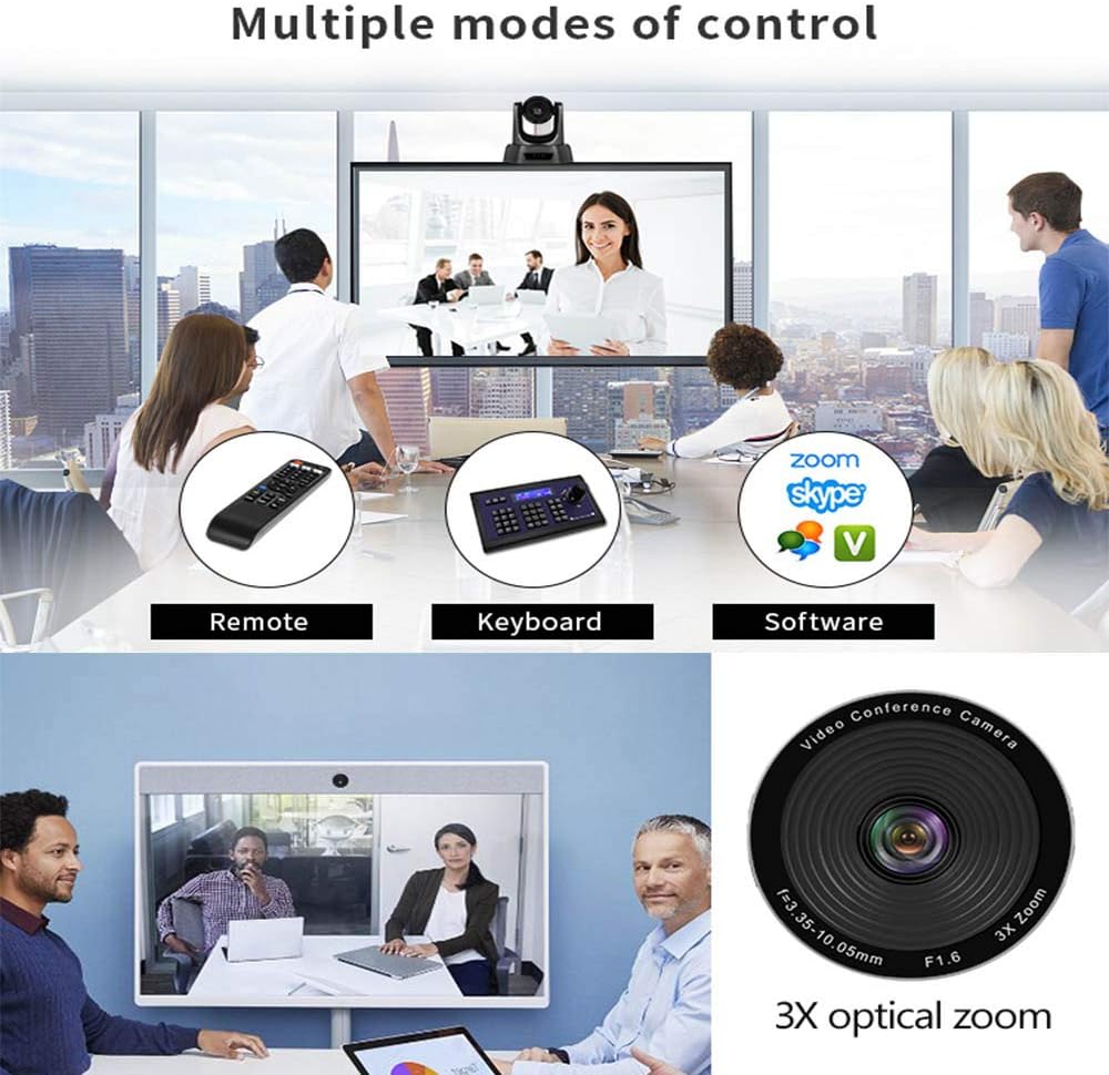 Conference Room Camera Full HD 1080p USB PTZ Video Conference Camera for Business Meetings Wide Angle More Optical Zoom (10x Optical USB)