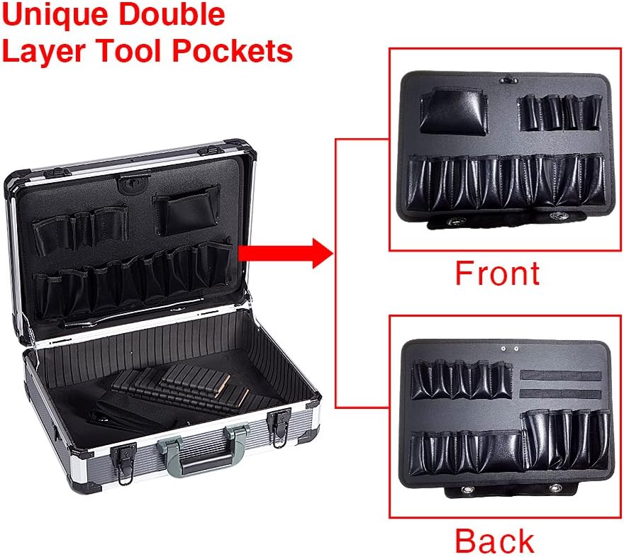 Aluminum Hard Tool Case Can Storage All Your Tools in One Toolbox , 17.7''Length,13''Width , 5.9'' Height450K+Tool Packets