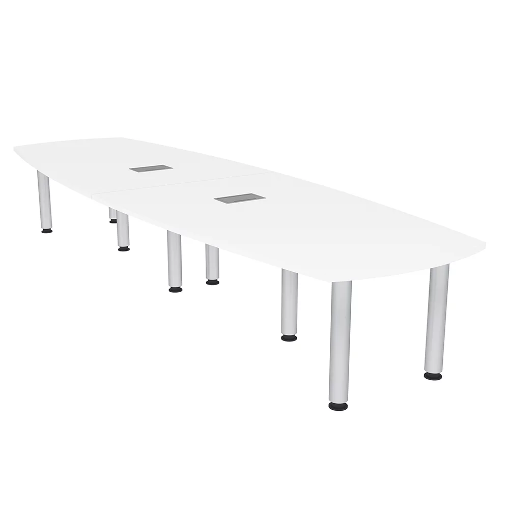 10 Person Arc Boat Conference Room Table with Power Modules Post Legs