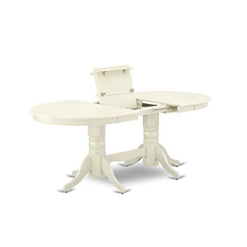 East West Furniture Vancouver 9 Piece Set Includes an Oval Dining Table with Butterfly Leaf and 8 Kitchen Chairs, 40x76 Inch, VAKE9-LWH-W