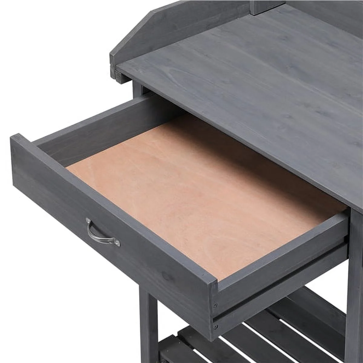 SmileMart Wooden Garden Potting Bench Work Bench Station Planting Bench with Sink Drawer Rack