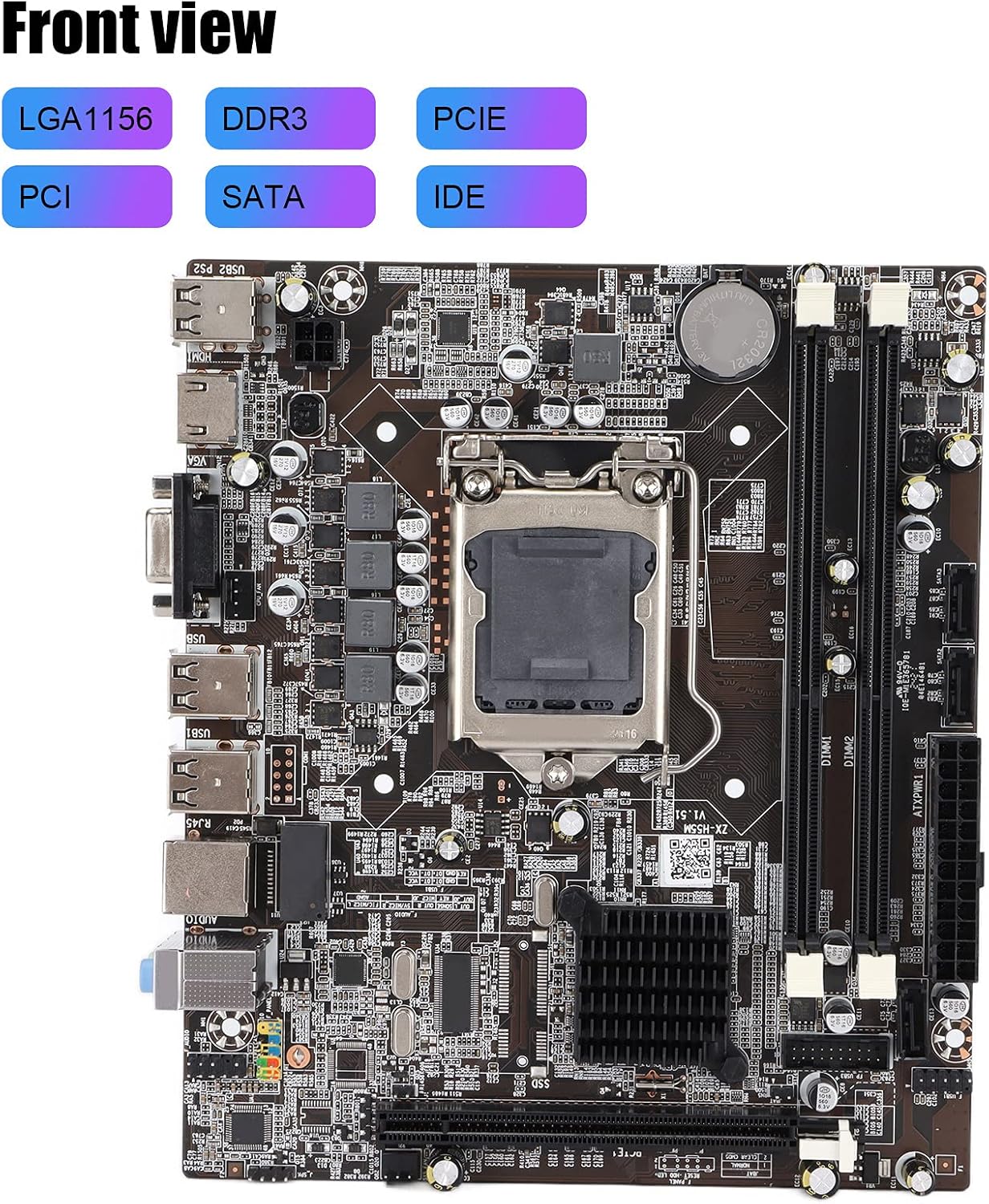 H55 Computer Motherboard, Desktop Mainboard Fit for I7 I5 I3 CPU, LGA 1156,DDR3,Single Dual Channel DDR3 1066/1333/1600, Integrated Graphics Card Sound Card Network Card,PCIE Graphics Slot,2xPCI