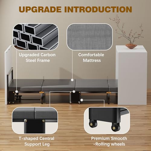 2 in 1 Murphy Bed Cabinet, Hide a Bed Cabinet, Folding Beds into Cabinets, Space-Saving Pull Out Murphy Beds Chest for Small Place Office Nap - Cot Size: 75" x 29"