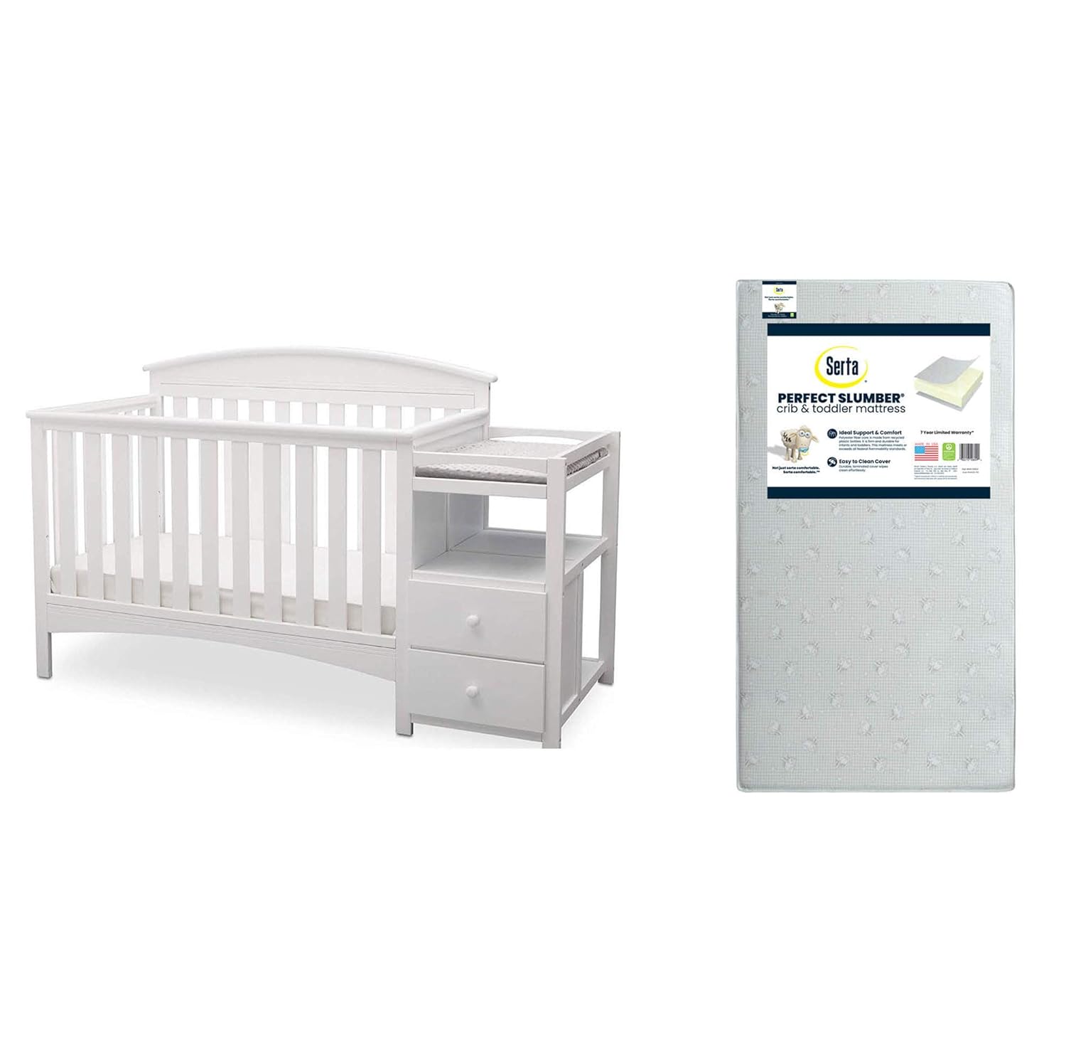 Delta Children Abby Convertible Crib and Changer, Bianca White