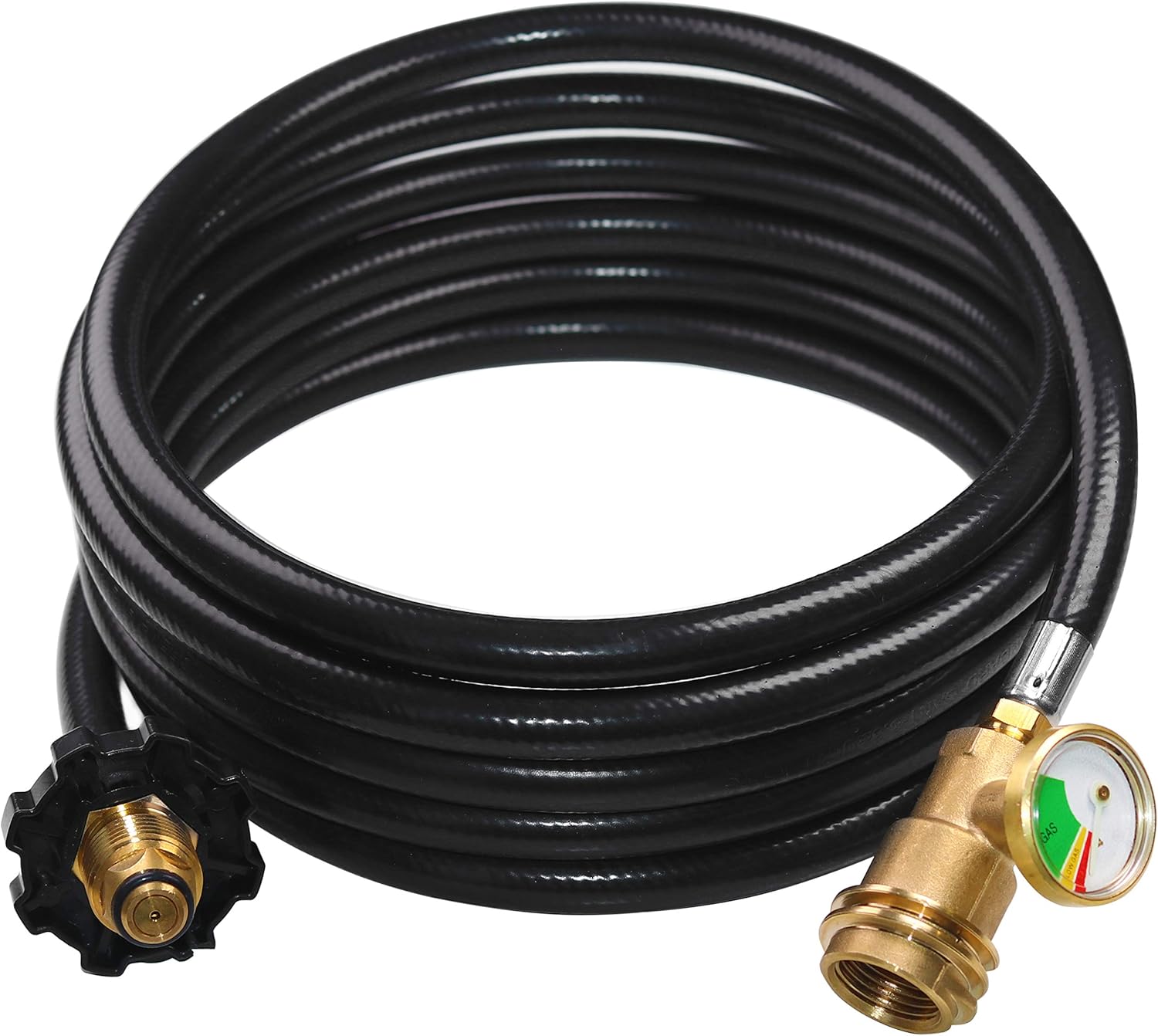 DOZYANT 12 FT Propane Extension Hose with Gauge -Leak Detector Replacement for Gas Grill, Heater and All Other Propane Appliances, Acme to Male POL Fittings Pack of 2