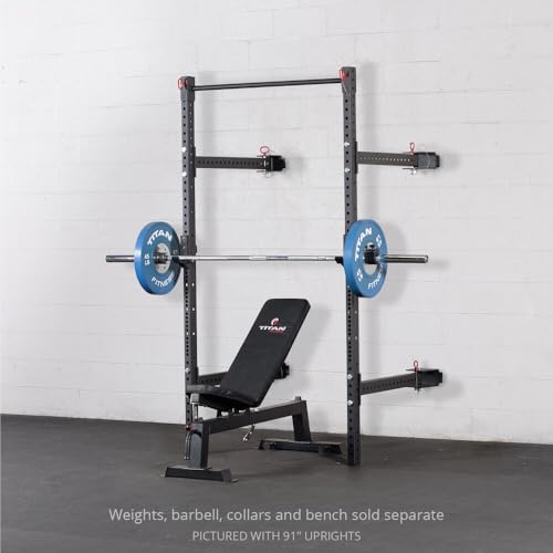 Titan Fitness T-3 Series 82-inch Wall Mounted Folding Power Rack, Space Savings Rack, Folds up to 5" from The Wall