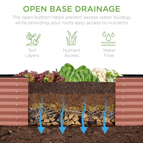 Best Choice Products 8x4x2ft Outdoor Metal Raised Garden Bed, Deep Root Planter Box for Vegetables, Flowers, Herbs, and Succulents w/ 478 Gallon Capacity - Gray