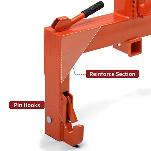 YITAMOTOR 3 Point Quick Hitch, 3000 lbs 3-Pt Attachments with 2" Receiver Hitch Adaptation to Category 1 & 2 Tractor with 5 Level Adjustable Bolt