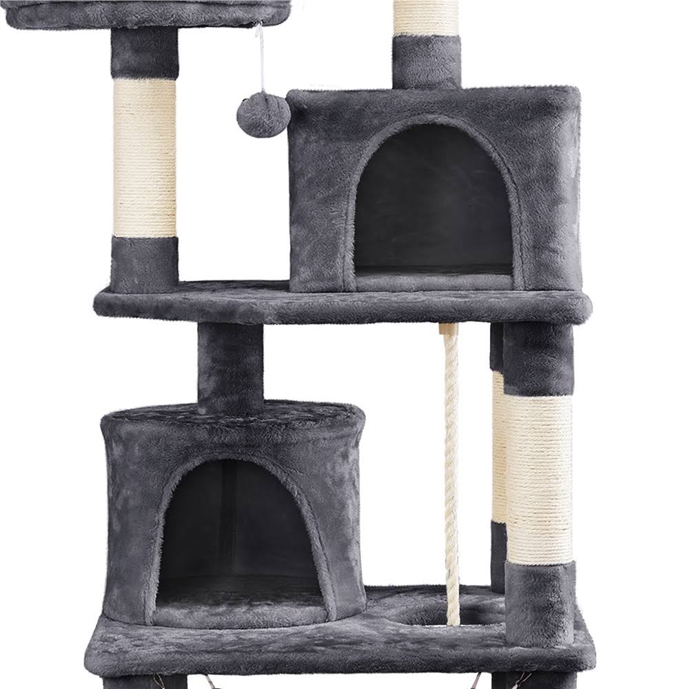 Smilemart 62.2x22 Double Condo Cat Tree and Scratching Post Tower Dark Gray