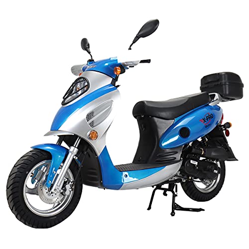 X-PRO Oahu 50cc Moped with 10" Aluminum Wheels, Rear Trunk! Electric/Kick Start! Large Headlight! (Red)