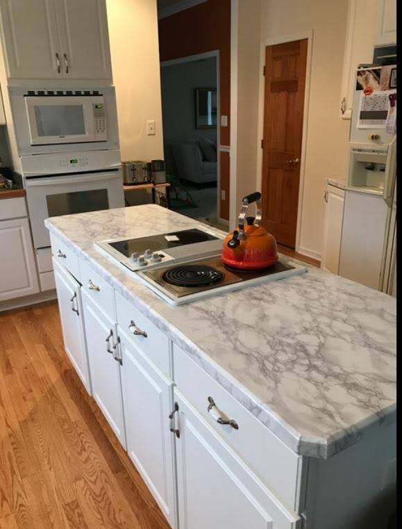 Stick on Countertop White Faux Marble Granite Film 36x22x 144x22 Roll