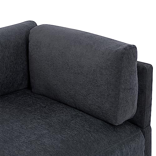 Fabric Upholstery Sectional Sofa Convertible Corner Sofa Set w/Reversible Ottoman Chaise for Living Room,L Shape Living Room Set Lounger Couch w/Padded Seat/Cushions&Plastic Legs for Apartment