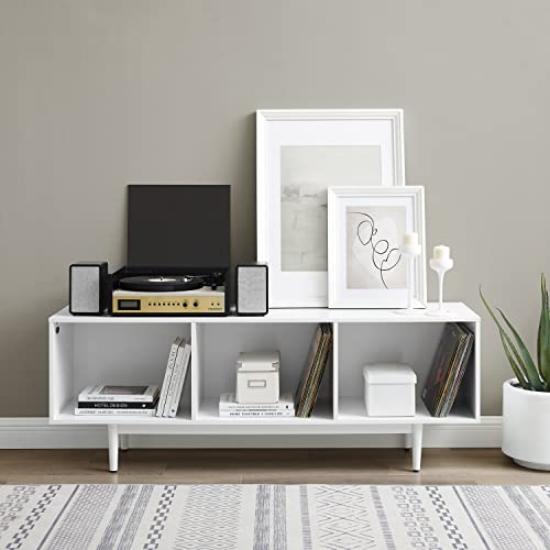 Crosley Furniture Liam Mid-Century Record Storage Console Cabinet, Large, Black