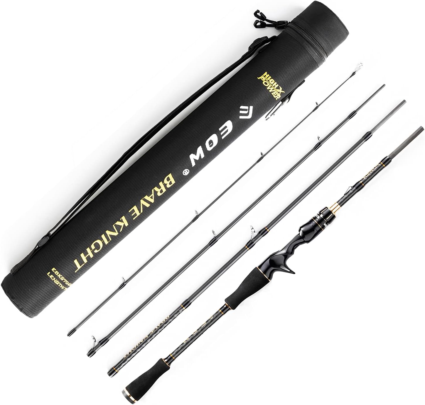 EOW Travel Casting/Spinning Fishing Rod, 4 Piece 24T Carbon Fishing Pole with Case, Portable Fishing Rod with EVA Grips, Fishing Gift for Men