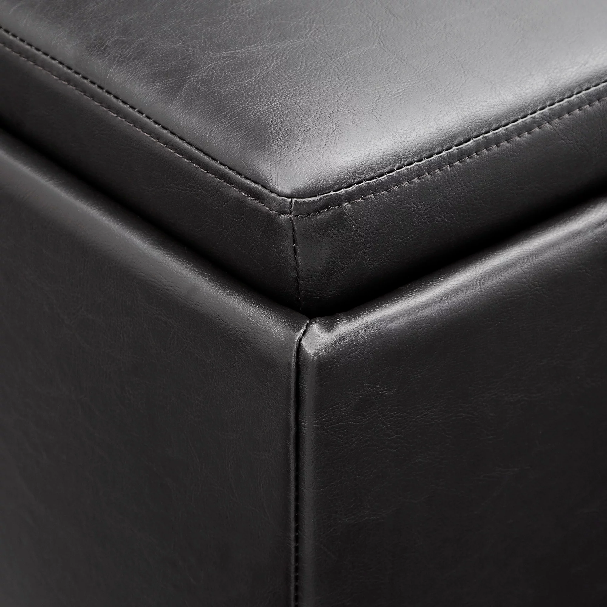 Cocktail Storage Ottoman with 4 Trays, Dark Brown Faux Leather