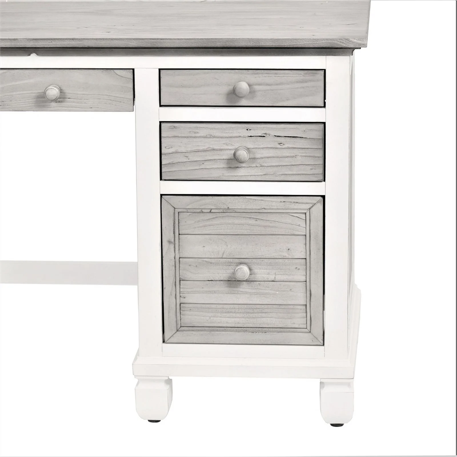 Sea Wind Florida Islamorada Wood Desk & Chair Set in Gray/White