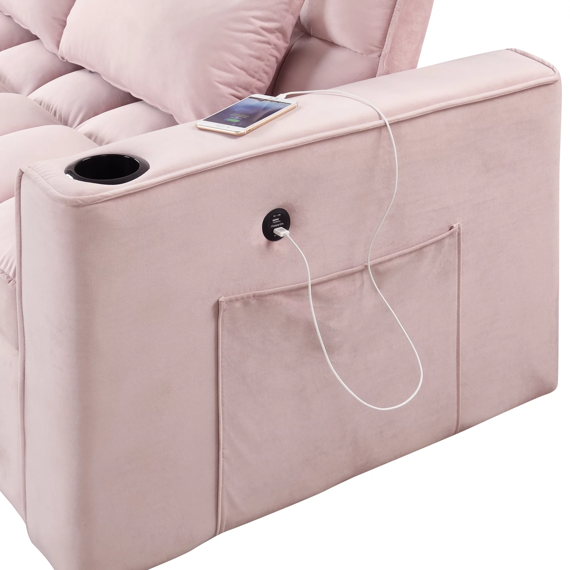Hombay Modern Convertible Sleeper Sofa Bed, Folding Futon Couch Loveseat with Cup Holder and USB Charging Ports for Living Room Bedroom Apartment