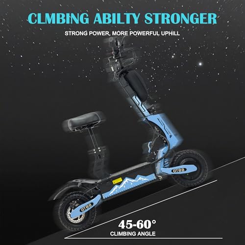 DOF 60V 27AH Electric Scooter for Adults, 5600W Dual Motor Commuter with 50MPH Speed & 40 Miles Range, Dual Brake System, Shock Absorption, 11" Vacuum Off-Road Tires, Folding E-Scooter Detachable Seat