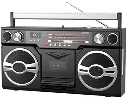 Milanix Vintage Retro 1980s Portable Boombox Cassette Player with Bluetooth, AM/FM Radio, USB, SD, Aux-in, AC/DC and Battery Operated