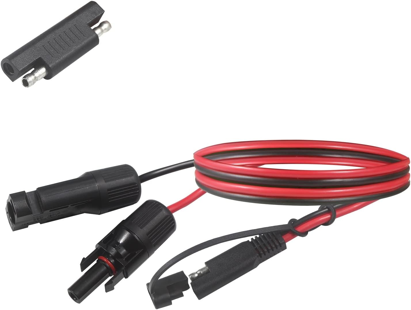 Solar Panel Connector to SAE Cable - 2Ft 10AWG PV Panel Male and Female Connectors to SAE Quick Release Plug Power Cable with SAE Polarity Reverse Adapter for Solar Battery Generator, IP67 Waterproof