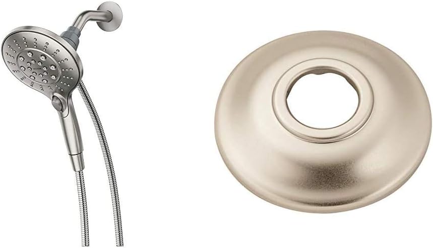 Moen 26112SRN Engage Magnetix Six-Function 5.5-Inch Handheld Showerhead, Spot Resist Brushed Nickel & AT2199BN Replacement Shower Arm Flange for Universal Standard Moen Shower Arms, Brushed Nickel Pack of 2