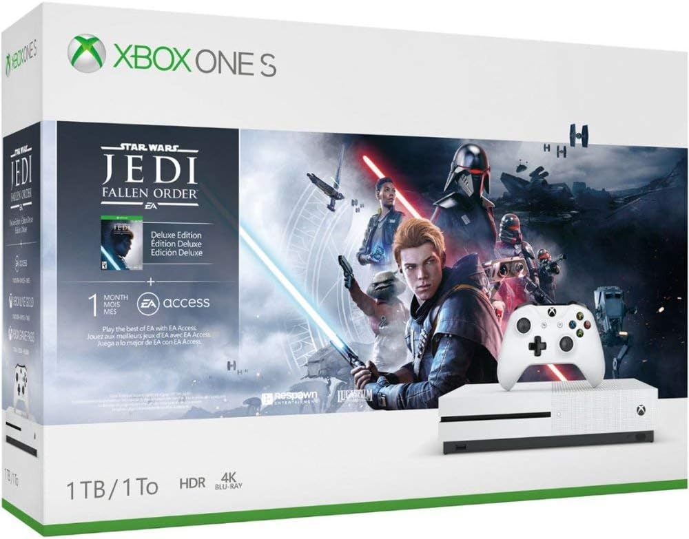 Xbox One S Star Wars Jedi: Fallen Order Bundle, Xbox One S 1TB Console w/4K Blu-Ray Player, Wireless Controller, Star Wars Jedi: Fallen Order Deluxe Edition, 3-Month Xbox Live Gold