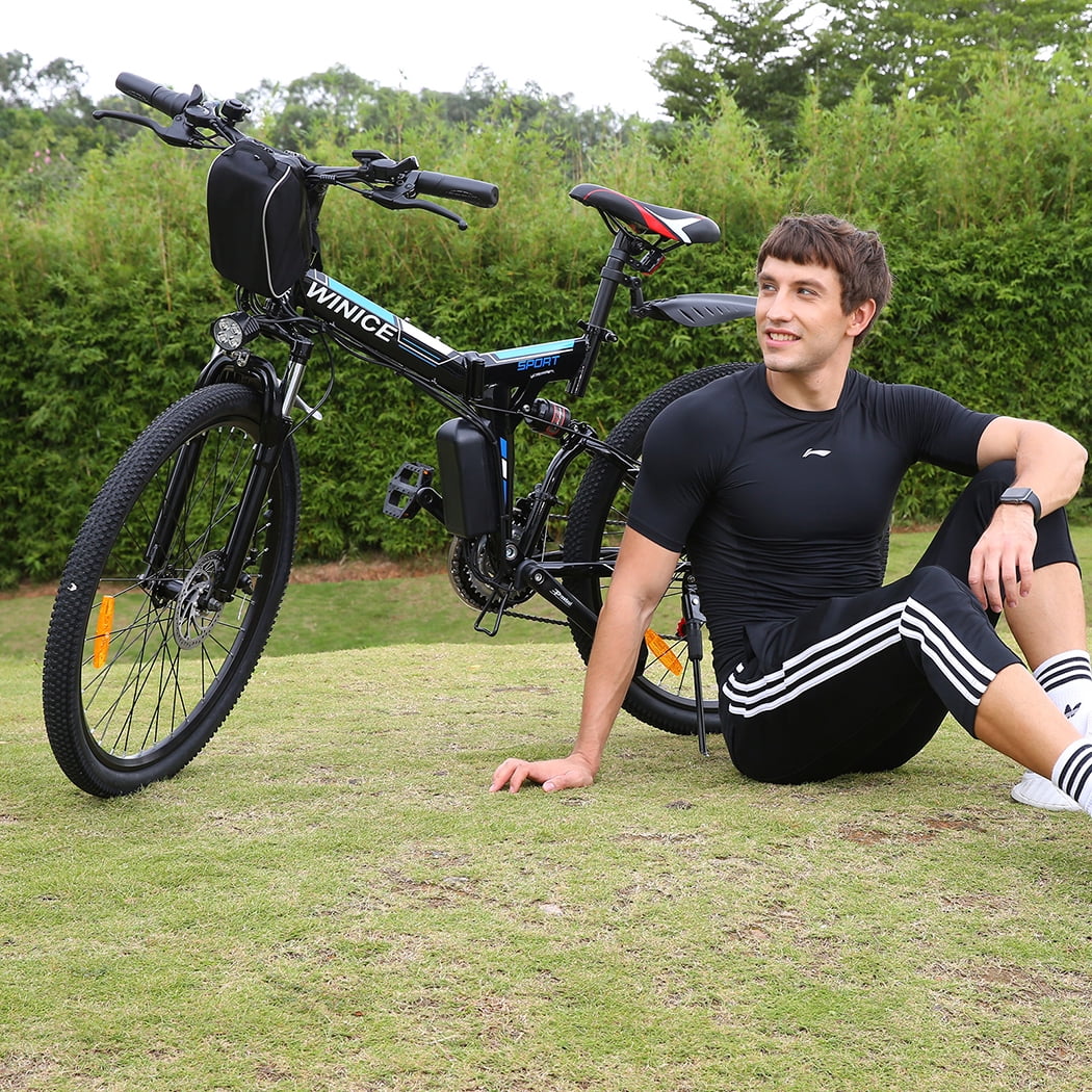 Vivi Electric Bike for Adults 26 Folding Electric Bike 500W Electric Mountain Bike 20MPH Full Suspension Electric Bike with Cruise Control Up to 50 Miles