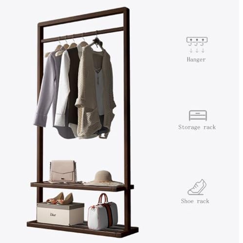 Coat Stand, Coat Rack, Solid Wood Coat Stand,Storage Shelves, Modern Bedroom Simple Fashion Floor Hanger Creative European Interior Bamboo Simple for Living Room (A (105X32X160CM))